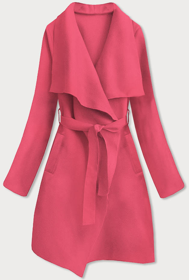 Minimalistický dámský kabát v korálové barvě (747ART) odcienie czerwieni ONE SIZE