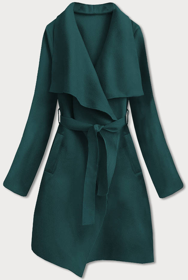 Tmavě zelený minimalistický dámský kabát (747ART) odcienie zieleni ONE SIZE