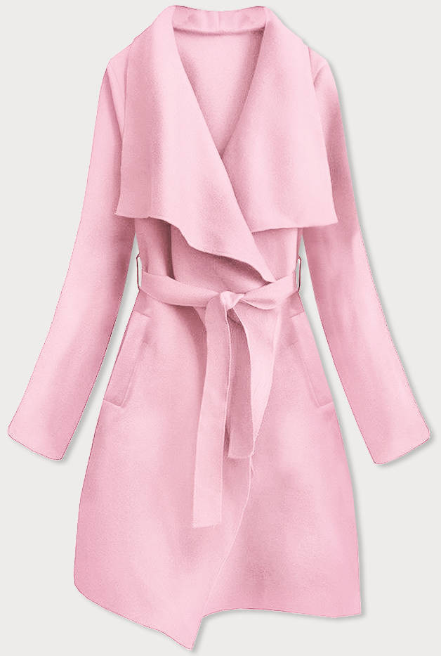 Minimalistický dámský kabát v pudrově růžové barvě (747ART) odcienie różu ONE SIZE