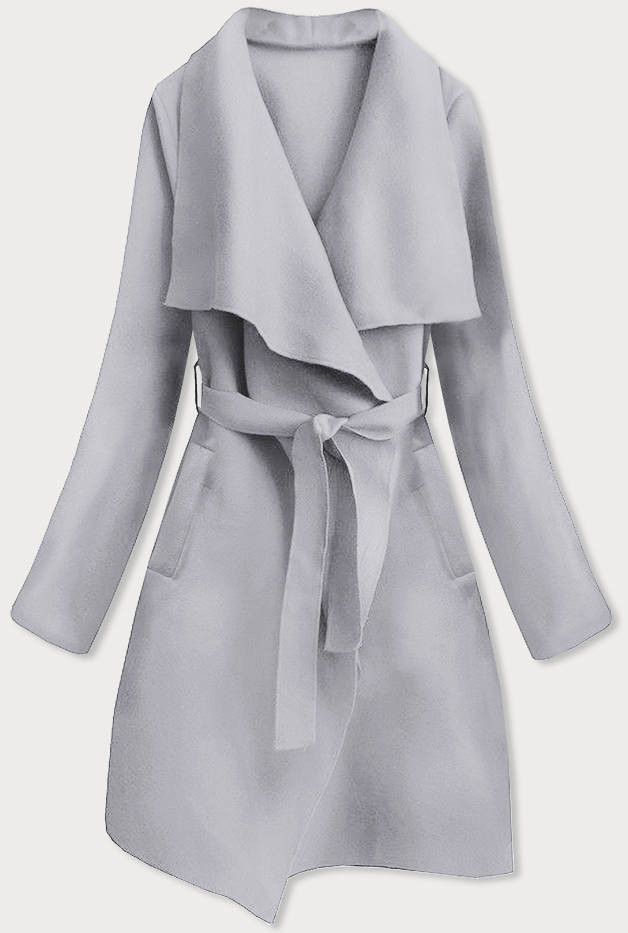 Šedý minimalistický dámský kabát 1 (747ART) odcienie szarości ONE SIZE