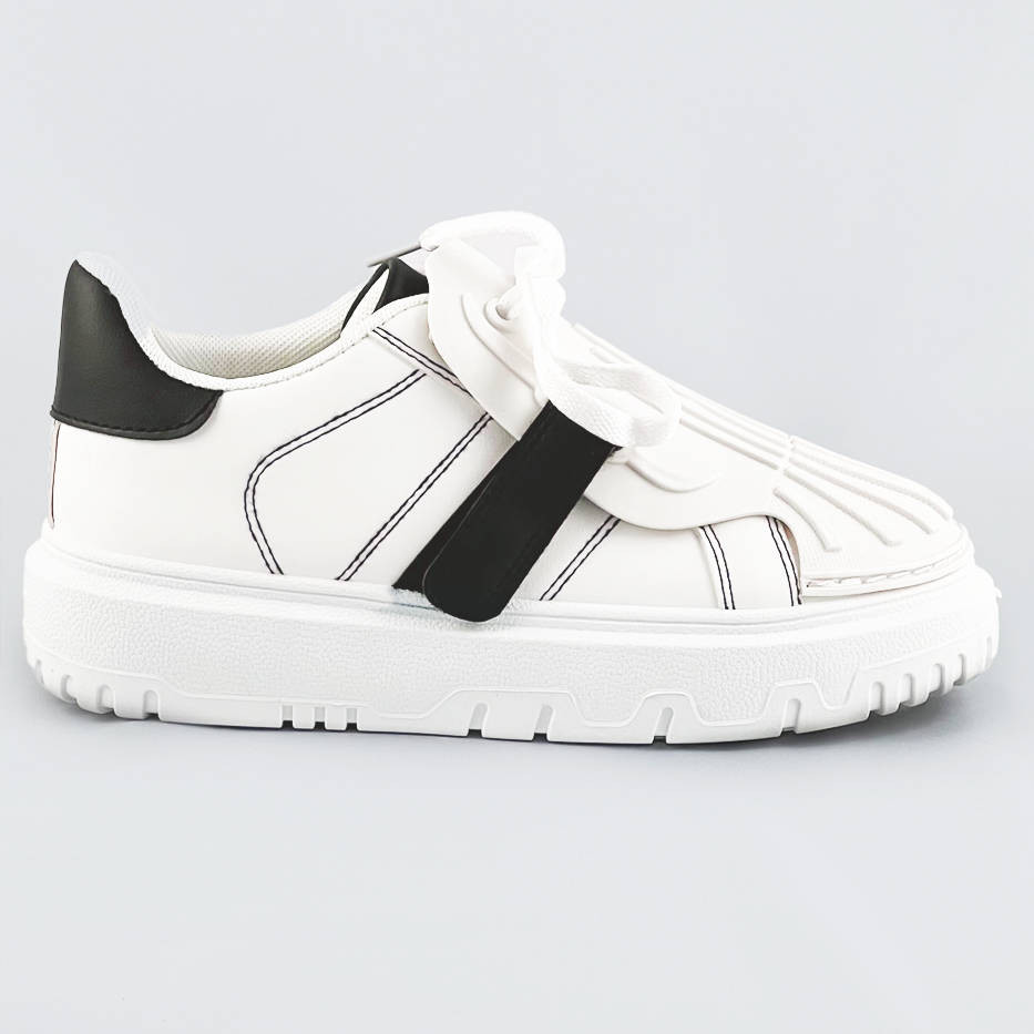 Bílo-černé dámské sportovní boty se zakrytým šněrováním (RA2049) odcienie bieli XL (42)