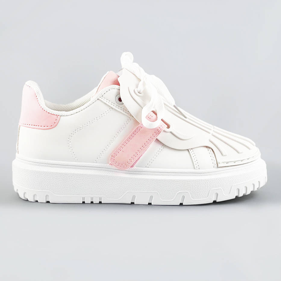 Bílo-růžové dámské sportovní boty se zakrytým šněrováním (RA2049) odcienie bieli XL (42)