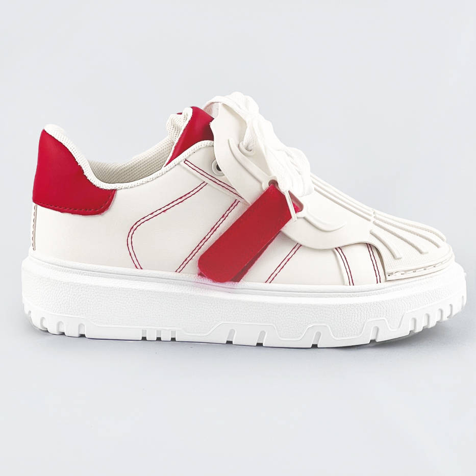 Bílo-červené dámské sportovní boty se zakrytým šněrováním (RA2049) odcienie bieli XL (42)