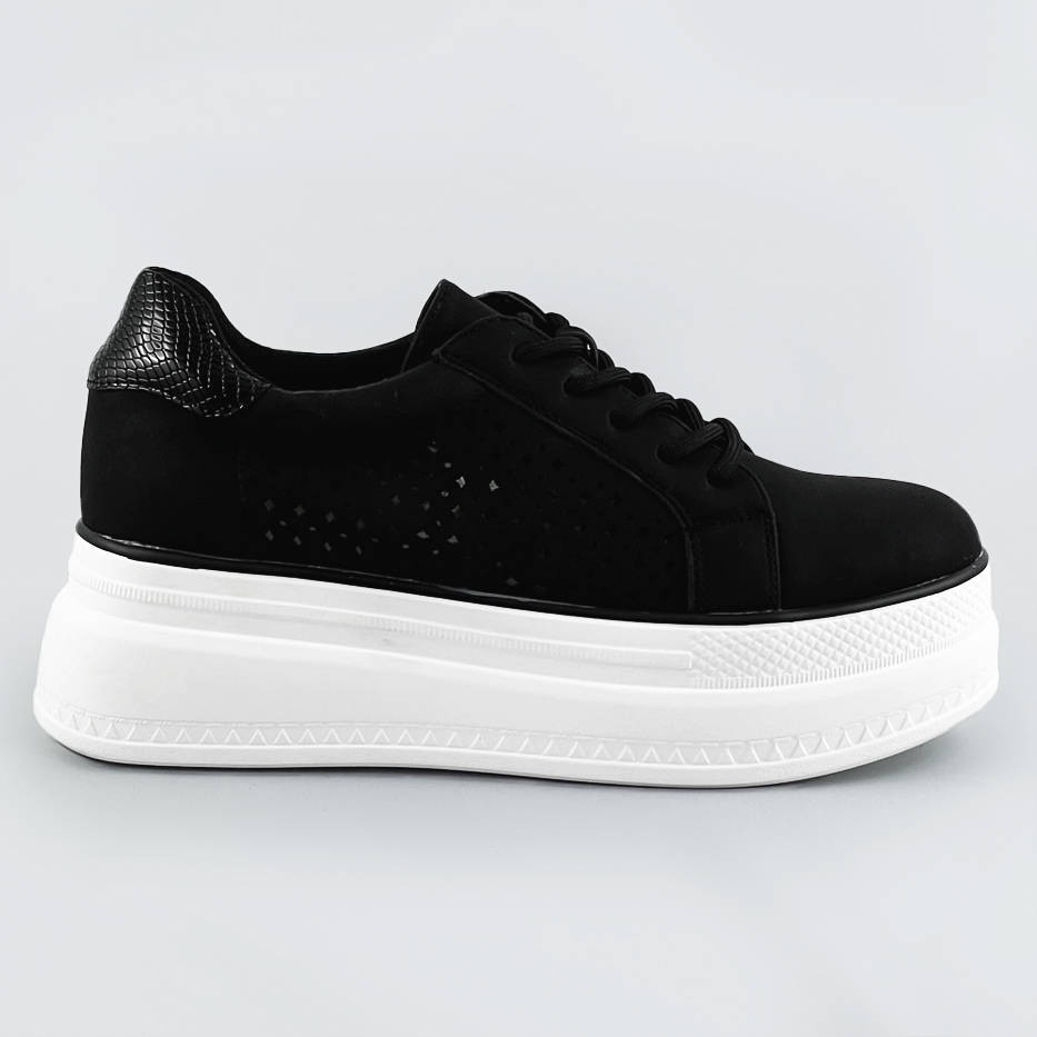 Černé ažurové dámské boty s vysokou podrážkou (DQR2290) odcienie czerni XL (42)