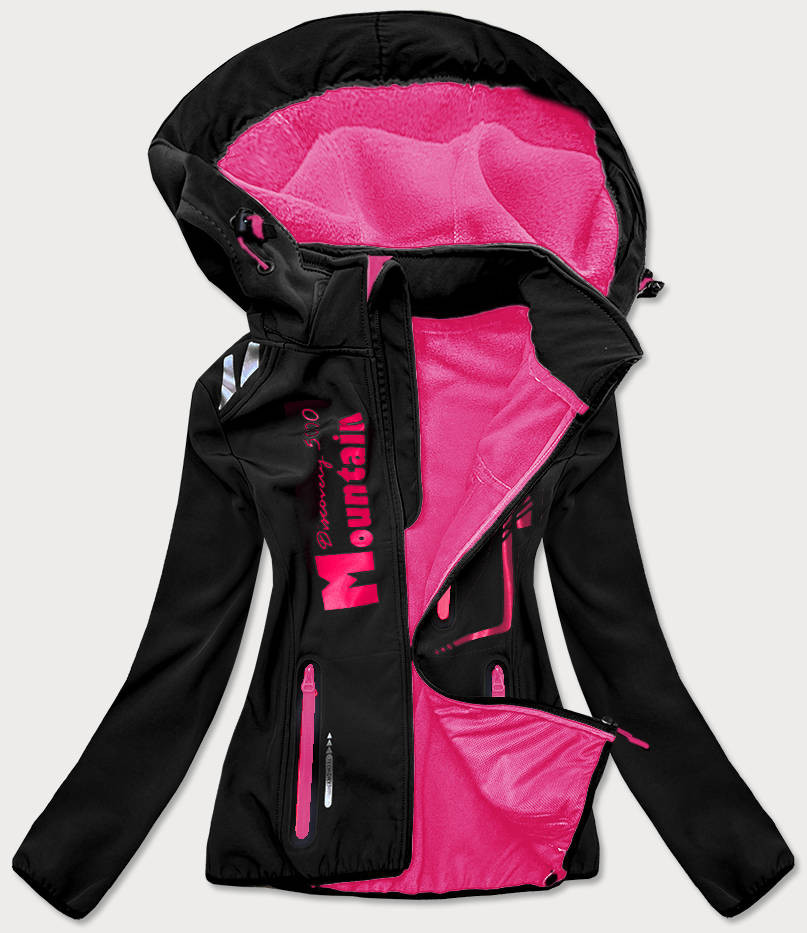 Černo-růžová dámská softshellová bunda (HH030-1) odcienie czerni S (36)