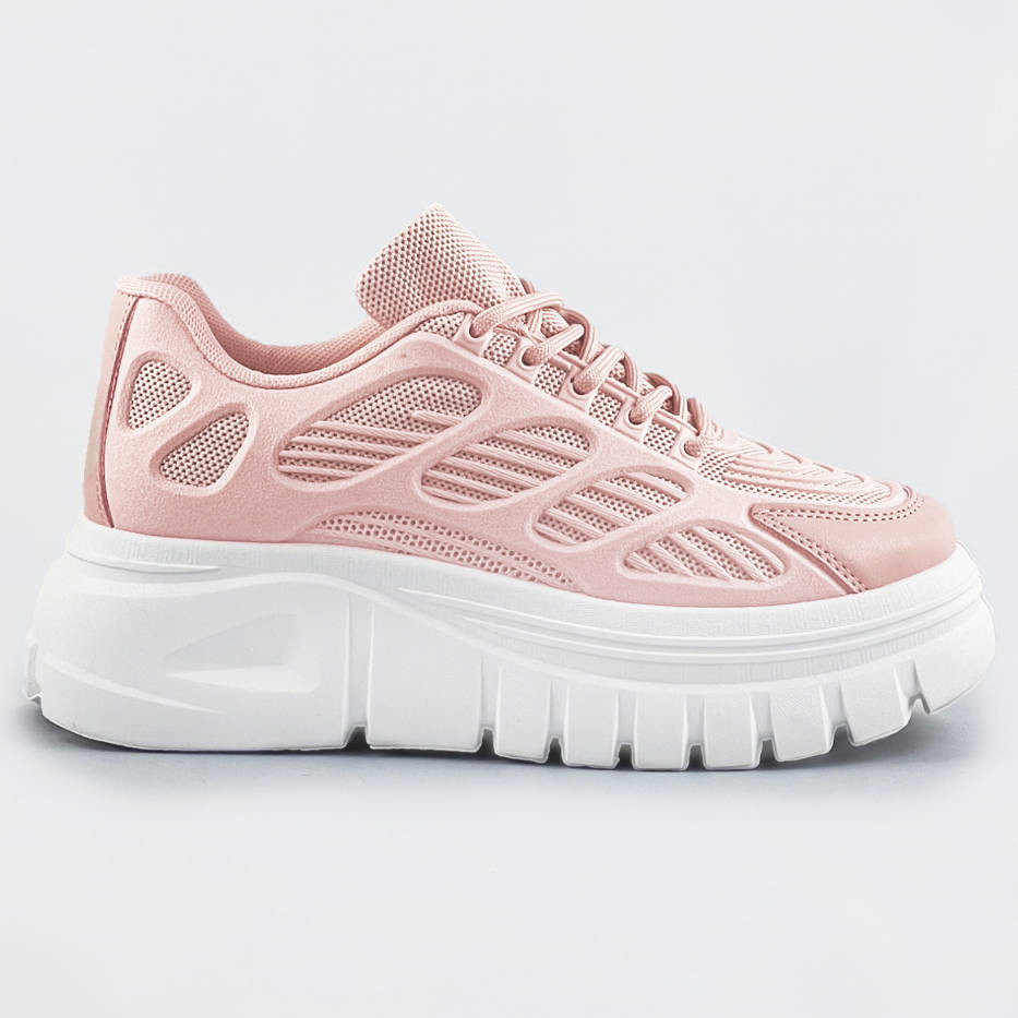 Růžové sportovní dámské boty na platformě (S222) Růžová XL (42)
