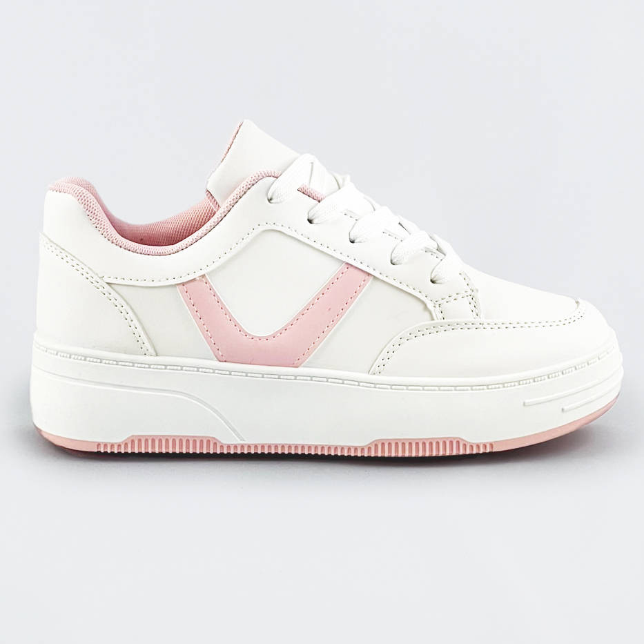 Bílo-růžové dámské sportovní šněrovací boty (S070) biały XL (42)
