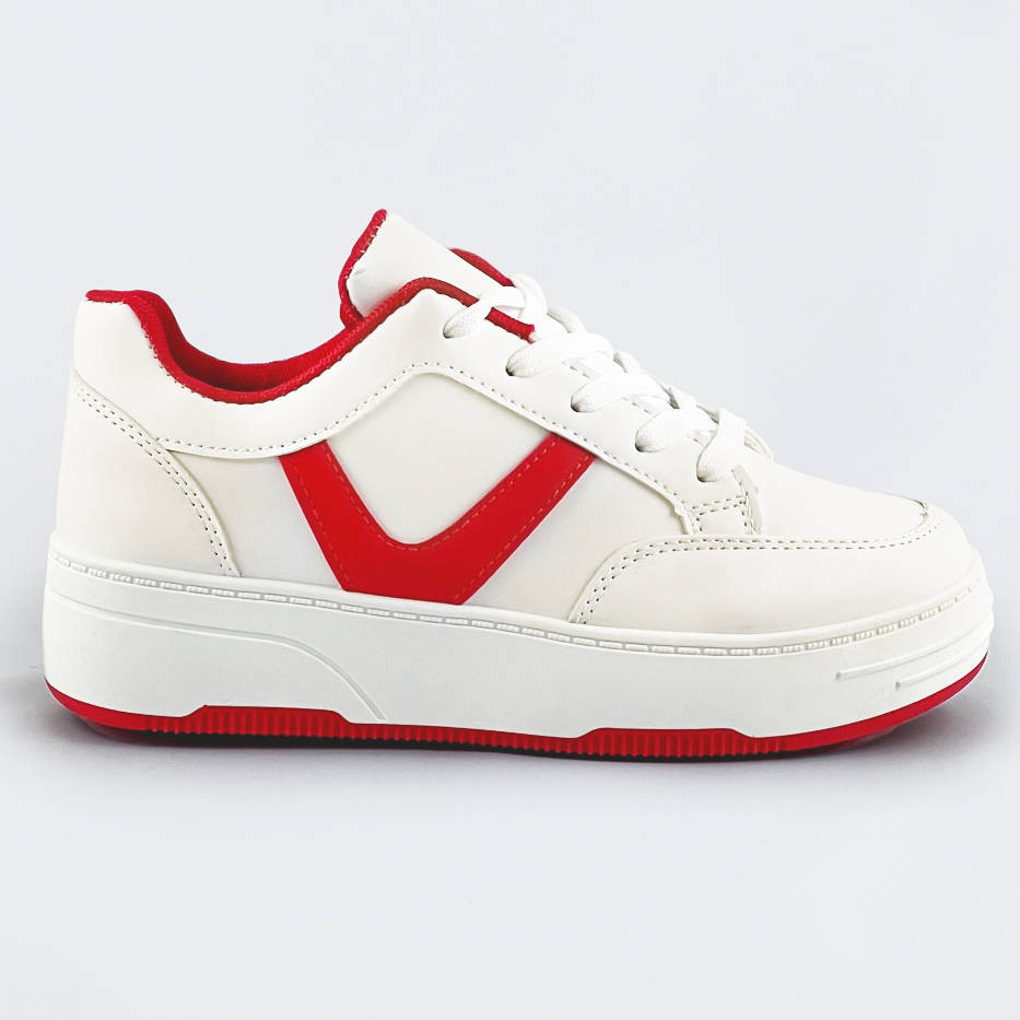 Bílo-červené dámské sportovní šněrovací boty (S070) odcienie bieli XL (42)