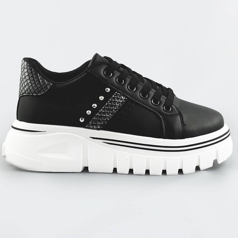 Černé dámské tenisky sneakers "traktory" (88-25) odcienie czerni XL (42)
