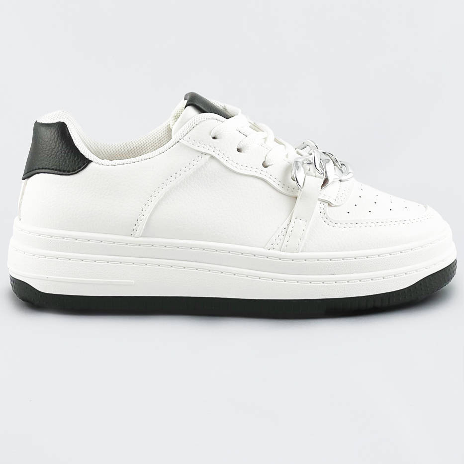 Bílo-černé dámské sportovní boty s řetízkem (B-545) odcienie bieli XL (42)