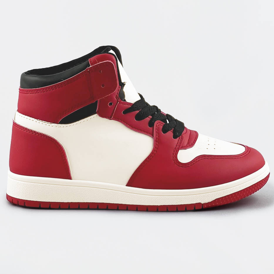 Červeno-bílé dámské tenisky sneakers nad kotníky (XA069) odcienie czerwieni XL (42)