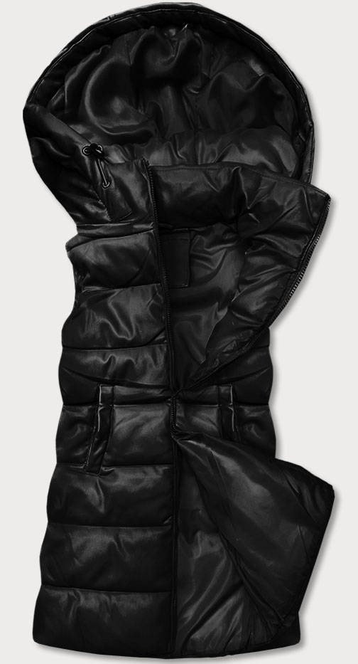 Teplá černá dámská vesta z eko kůže (D-3231-1) odcienie czerni XL (42)