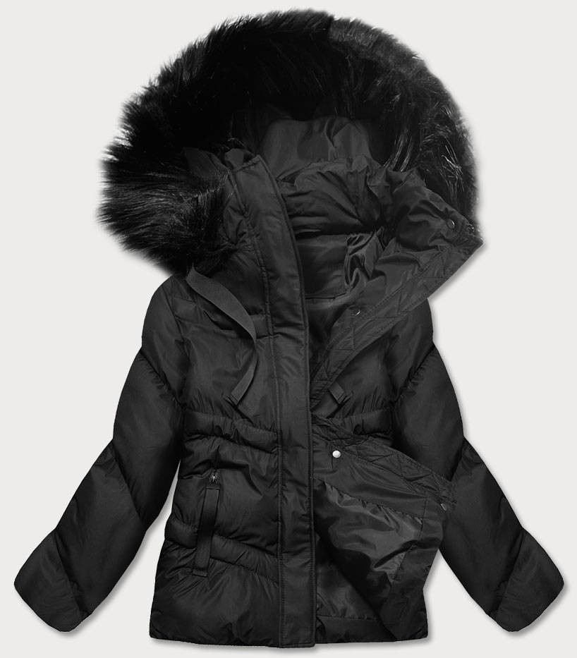 Černá dámská zimní bunda s kapucí (5M738-392) odcienie czerni M (38)