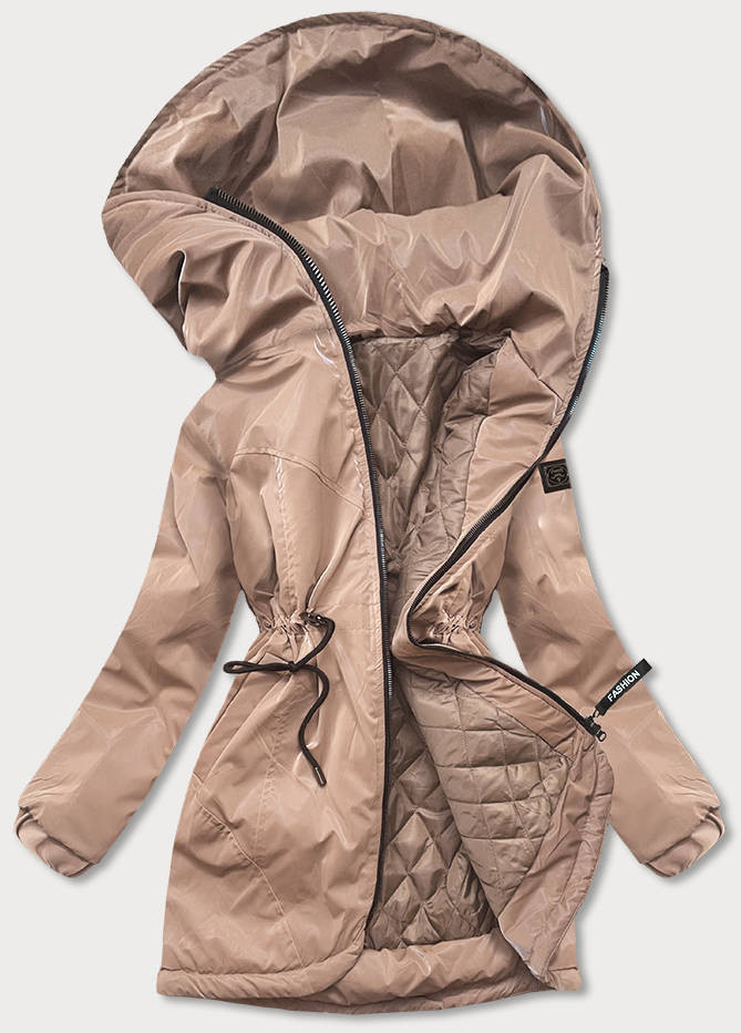 Béžová dámská bunda s kapucí (B8105-46) odcienie beżu XXL (44)