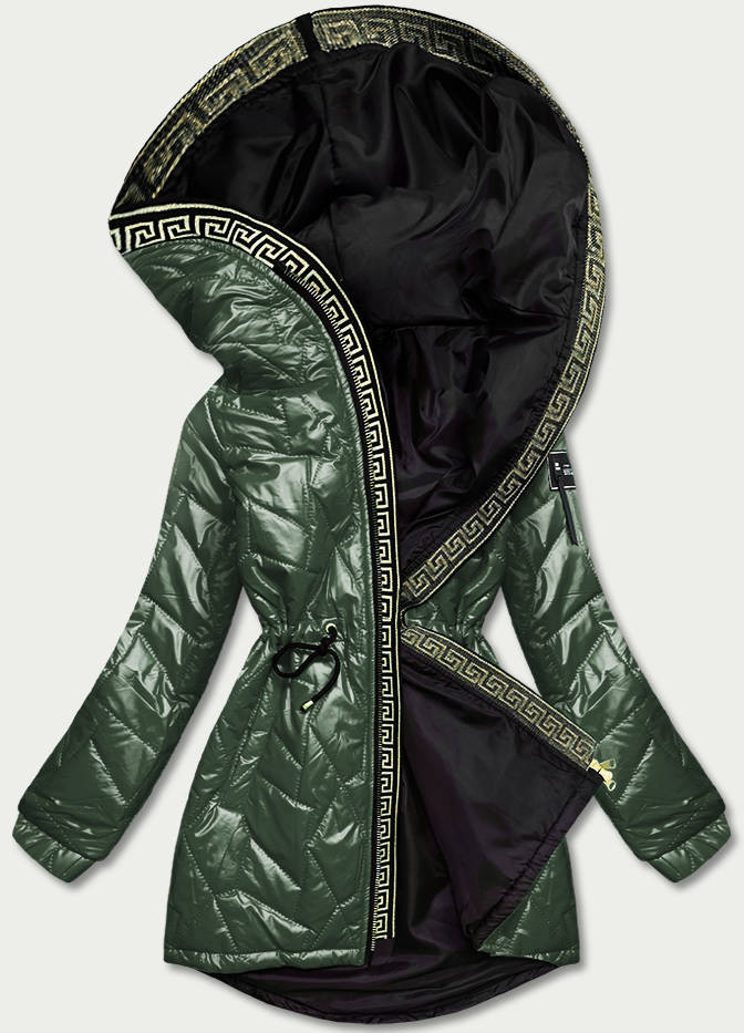 Zelená dámská bunda s ozdobným prošíváním (BR8101-10) odcienie zieleni 46