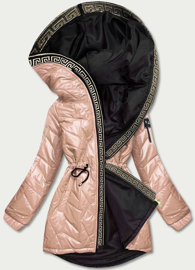 Béžová dámská bunda s ozdobným prošíváním (BR8101-101) odcienie beżu 46