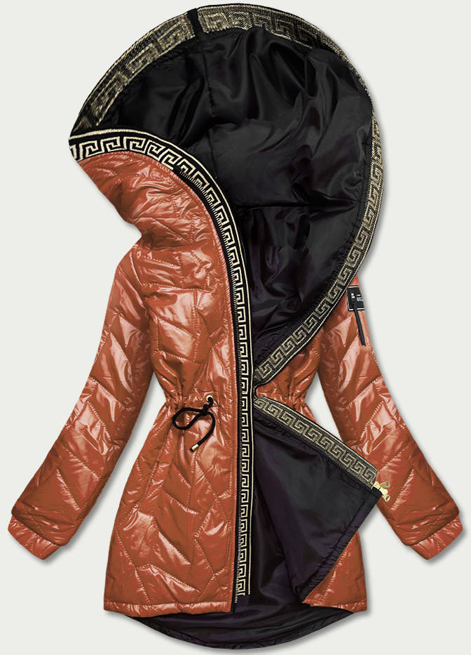 Dámská bunda v karamelové barvě s ozdobným prošíváním (BR8101-14) odcienie brązu 46