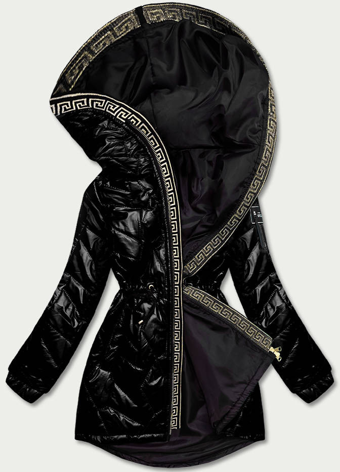 Černá dámská bunda s ozdobným prošíváním (B8092-1) odcienie czerni XXL (44)