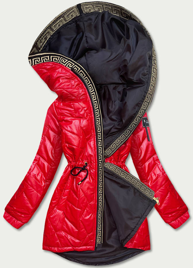 Červená dámská bunda s ozdobným prošíváním (B8092-4) odcienie czerwieni S (36)