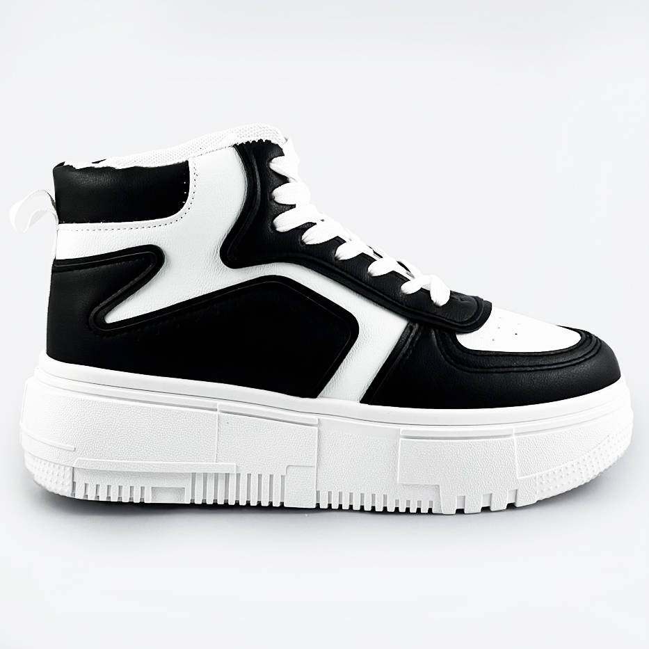 Bílo-černé dámské kotníkové tenisky sneakers (MS-52) odcienie bieli L (40)
