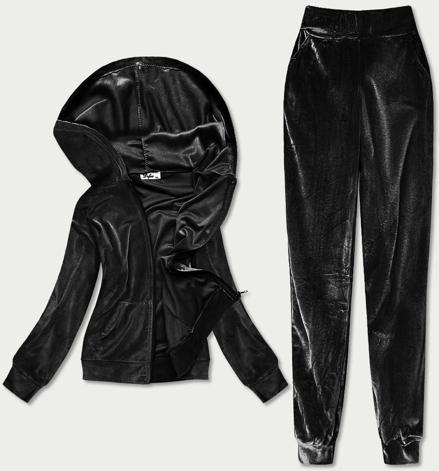 Černý dámský velurový dres (81201) odcienie czerni L (40)