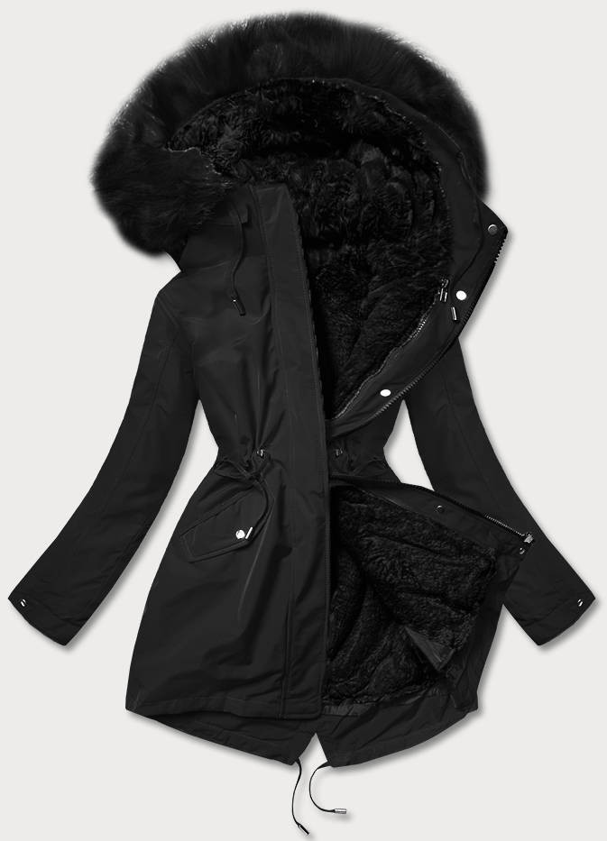 Teplá černá dámská zimní bunda (W629BIG) odcienie czerni 50