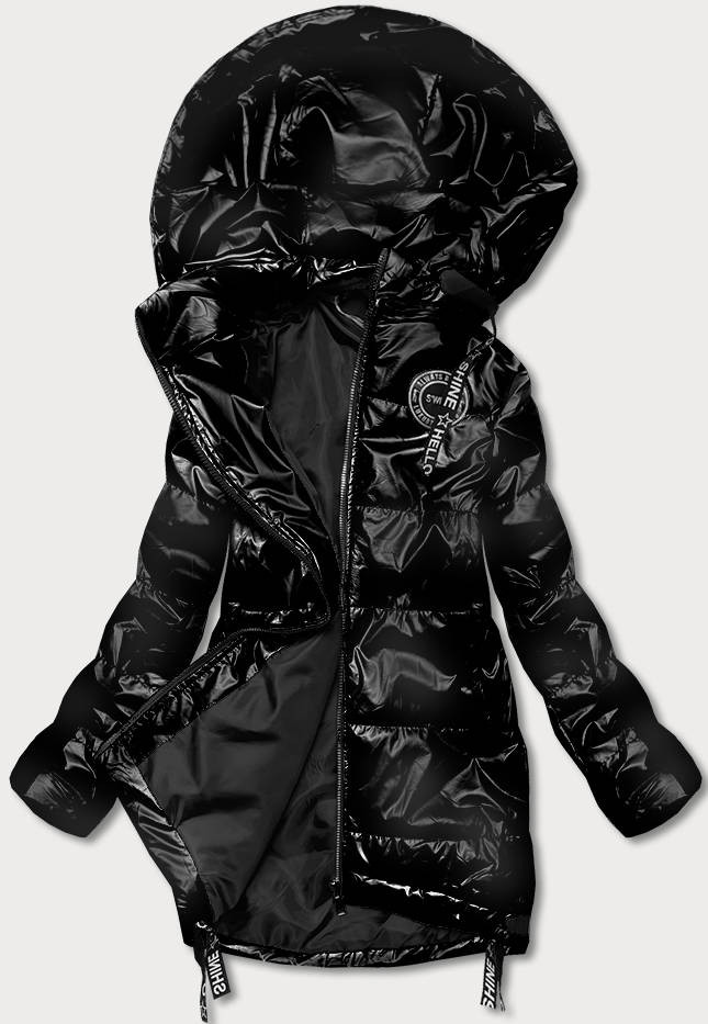 Černá dámská bunda s odepínací kapucí (B8086-1) odcienie czerni XXL (44)
