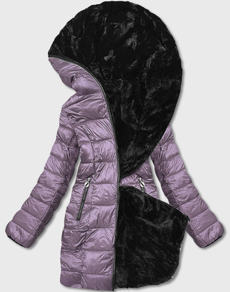 Fialová oboustranná dámská bunda-kožíšek (B8053-51) odcienie fioletu XL (42)