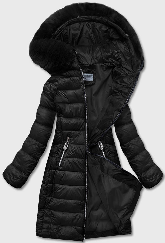 Lehká černá dámská bunda pro přechodné období (B8058-1) odcienie czerni XL (42)