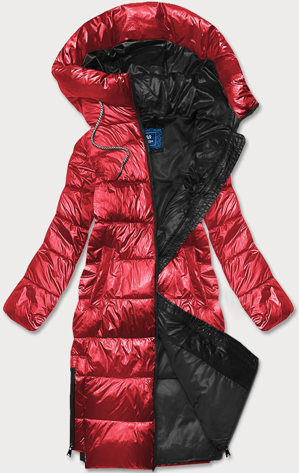 Červená dámská bunda s kontrastními vsadkami (AG1-J9063) odcienie czerwieni M (38)