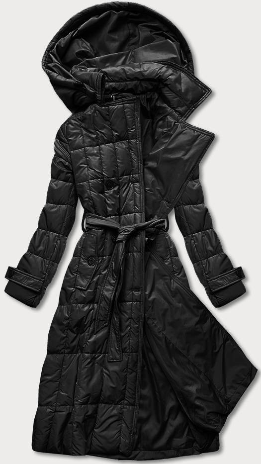 Klasický černý dámský prošívaný kabát (AG2-J83) odcienie czerni XXL (44)