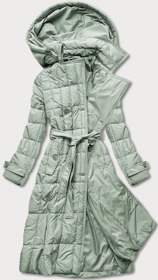 Klasický dámský prošívaný kabát v pistáciové barvě (AG2-J83) odcienie zieleni L (40)