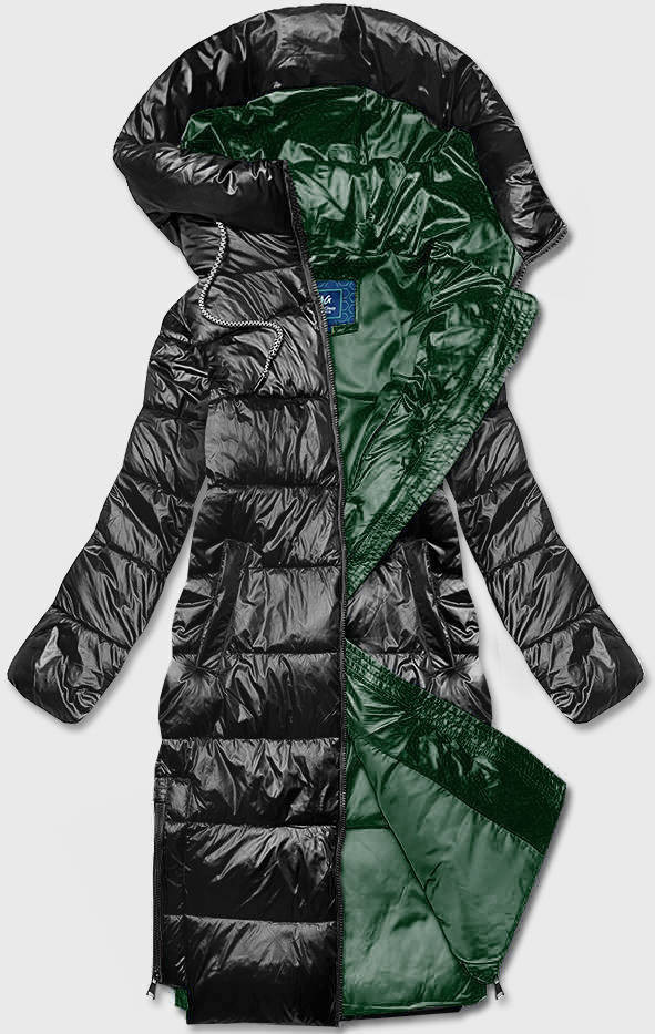 Černo-zelená dámská bunda s kontrastními vsadkami (AG1-J9063B) odcienie czerni 50