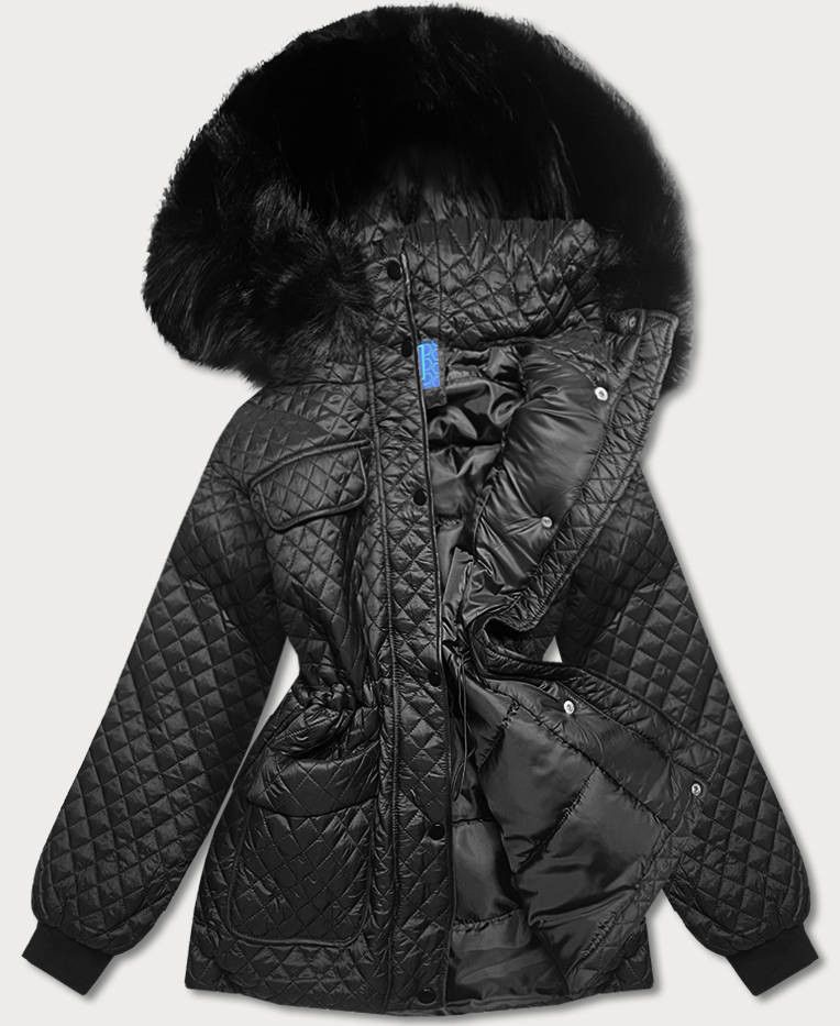 Černá dámská oversize bunda pro přechodné období (ag6-27) odcienie czerni XL (42)
