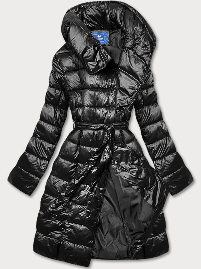 Černá dámská bunda s vyhrnutým límcem (ag1-j9061b) odcienie czerni 48