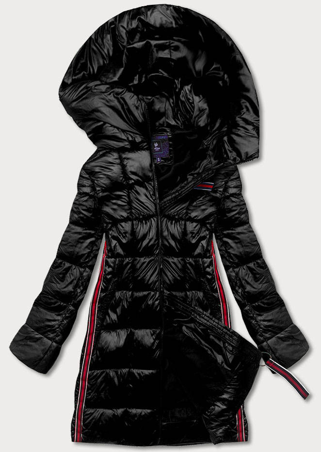 Černá dámská bunda s ozdobnými lampasy (AG1-J9002) odcienie czerni M (38)