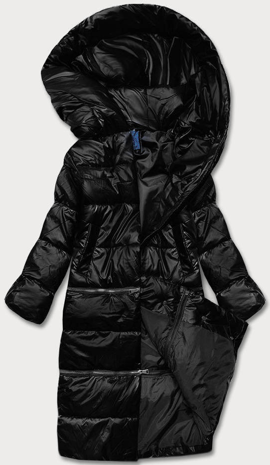 Matná černá dámská zimní bunda se třemi délkami (ag8-003) odcienie czerni L (40)