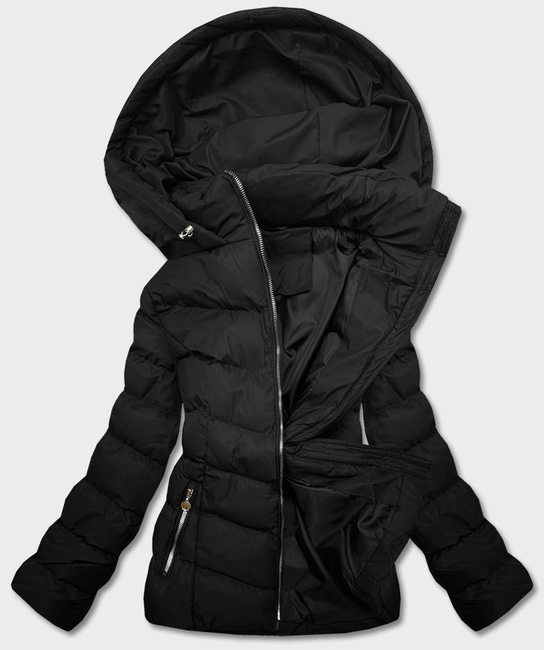 Krátká černá dámská zimní péřová bunda (5M726-392) odcienie czerni XL (42)