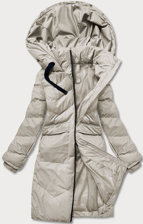 Lehká béžová dámská zimní bunda (5M735-62) odcienie beżu S (36)