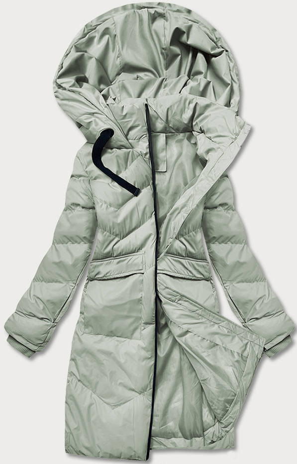 Lehká šedozelená dámská zimní bunda (5M735-156) odcienie zieleni M (38)