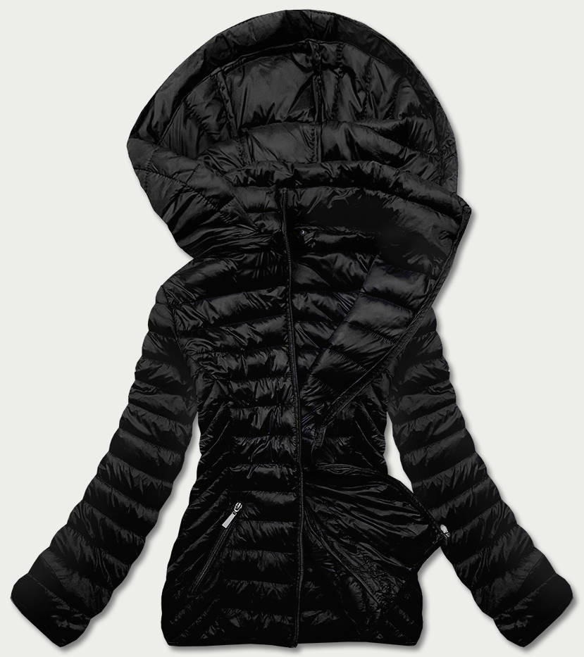 Černá prošívaná dámská bunda pro přechodné období (5M783-392) odcienie czerni XL (42)