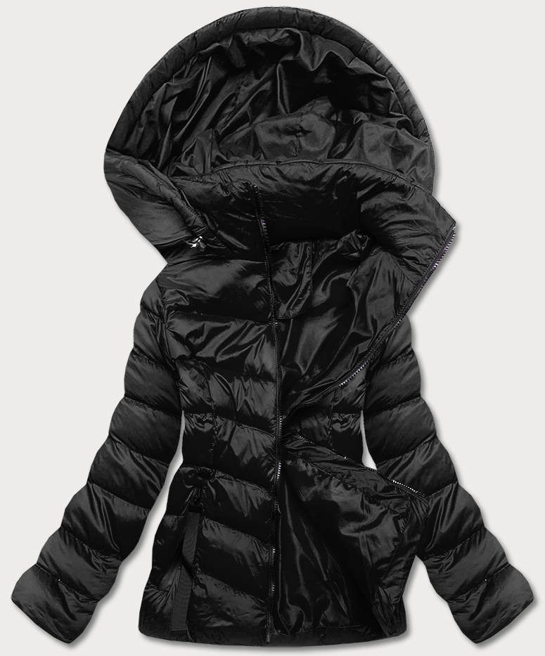 Černá dámská bunda s kapucí pro přechodné období (5M786-392) odcienie czerni S (36)