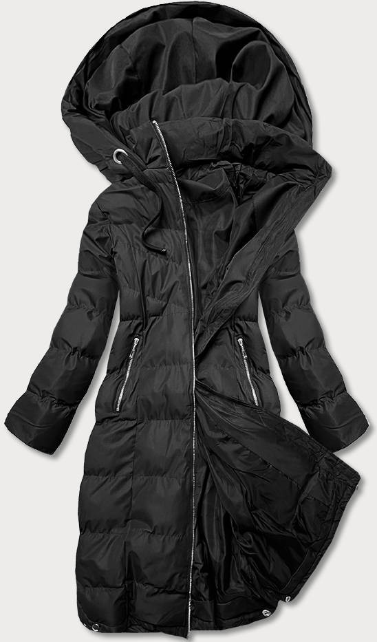 Delší černá dámská zimní bunda (5M736-392) odcienie czerni L (40)