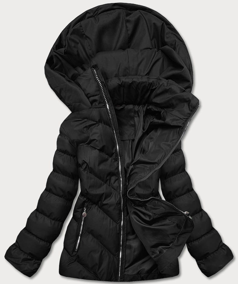 Krátká černá dámská zimní bunda (5M725-392) odcienie czerni XL (42)