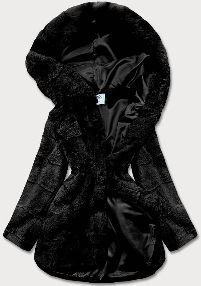 Černá kožešinová dámská bunda (CX009-1) odcienie czerni M (38)