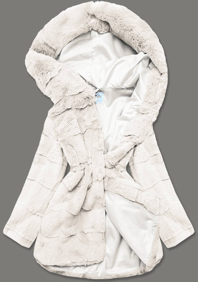 Dámská kožešinová bunda v barvě ecru (CX009-10) odcienie bieli XL (42)