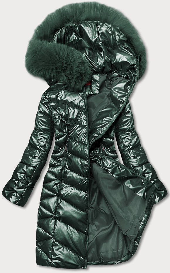 Zelená dámská zimní bunda s kapucí (TY037-38) odcienie zieleni S (36)