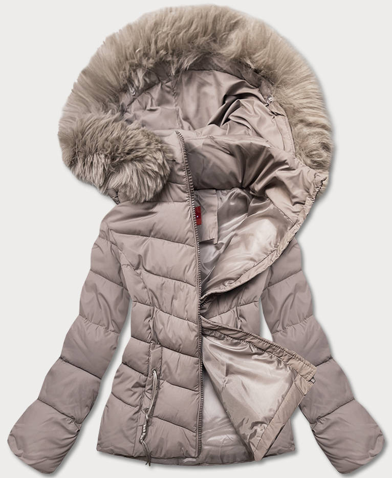 Krátká béžová dámská zimní bunda (TY043-9) odcienie beżu S (36)