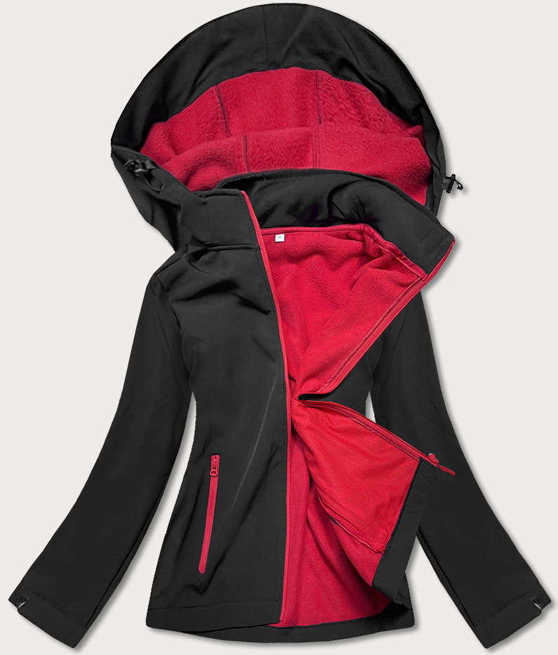 Černo-červená dámská bunda s polarem (HH017-1-5) odcienie czerni XXL (44)