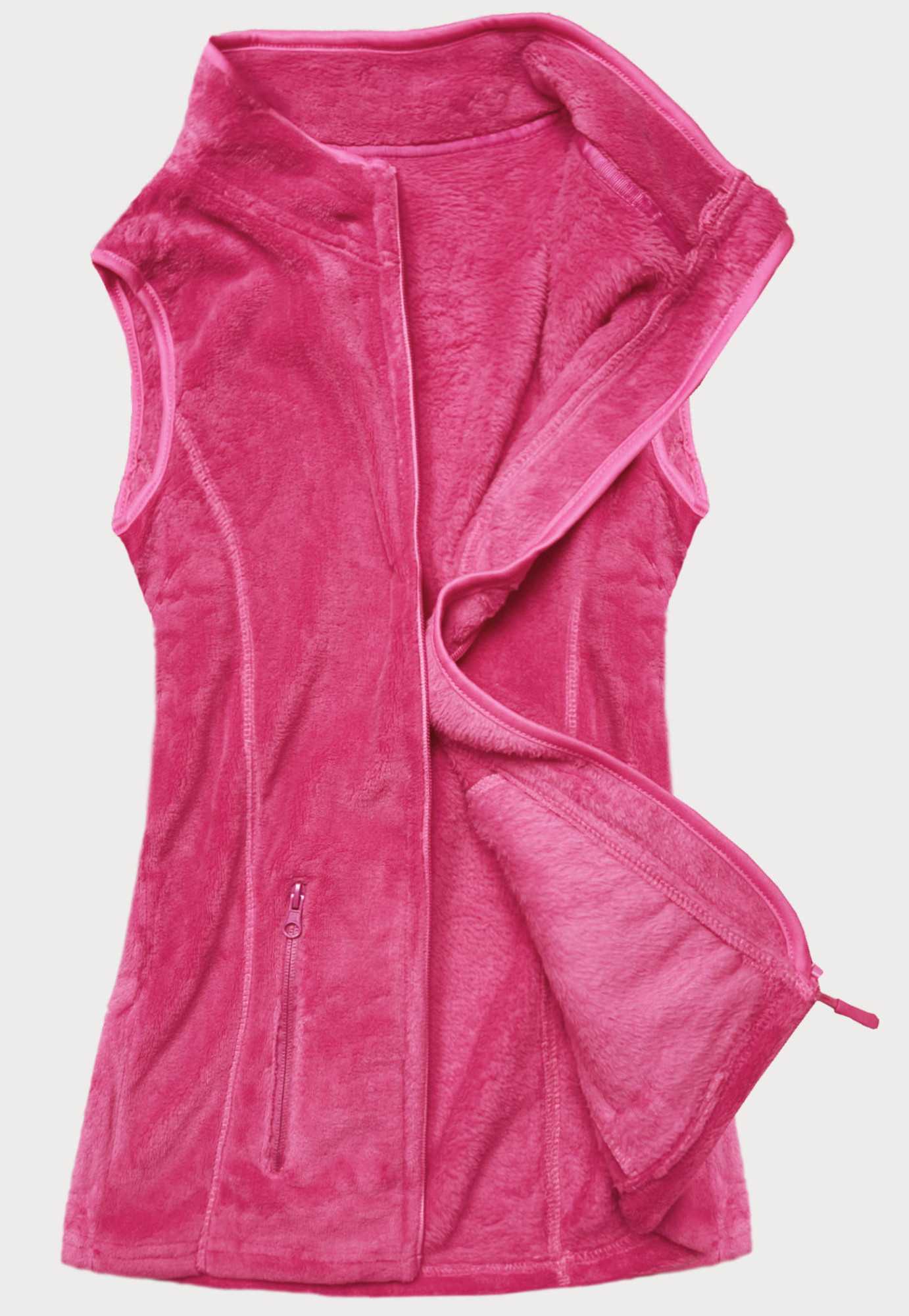 Růžová plyšová dámská vesta (HH003-51) odcienie różu L (40)